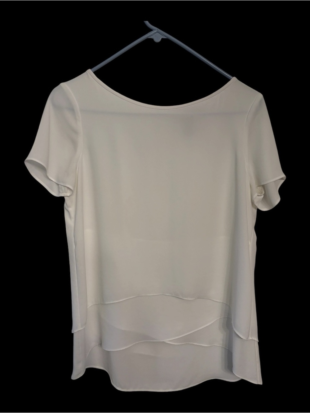 White House Black Market Ivory Layered Short-Sleeve Blouse